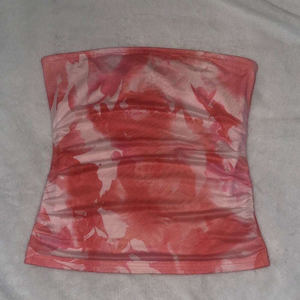 Red and Pink Floral Tube Top